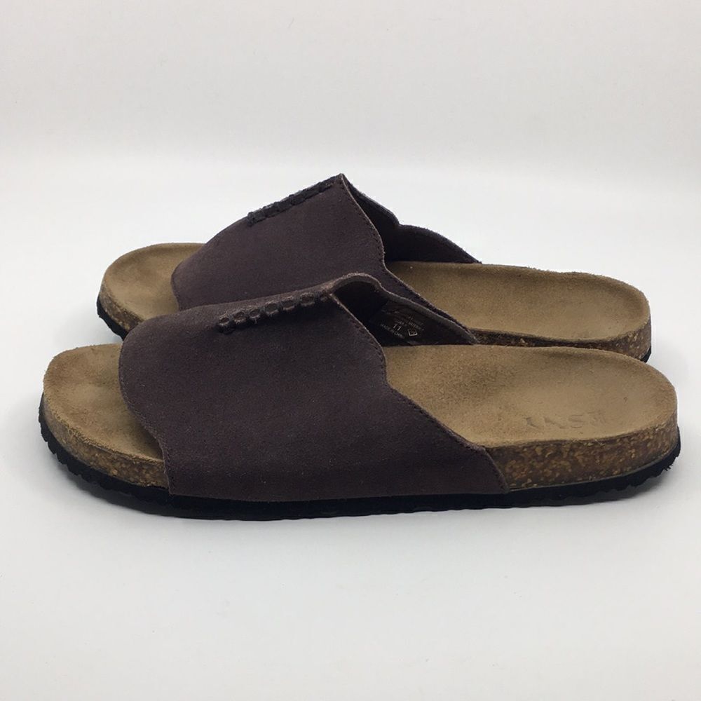 ESNY brown suede cork sole comfort sandals Sz 11